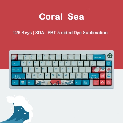 Coral Sea 104+22 PBT Dye-subbed Keycaps Set XDA Profile for MX Switches Mechanical Gaming Keyboard